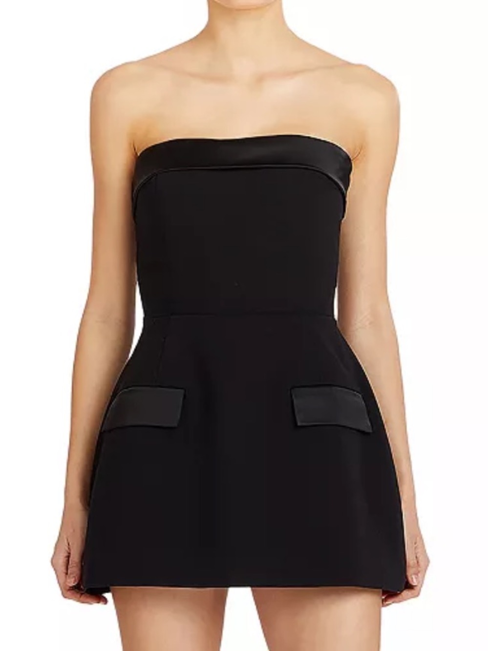 Amanda Uprichard Strapless Black Mini Dress with Pocket Flaps- XS